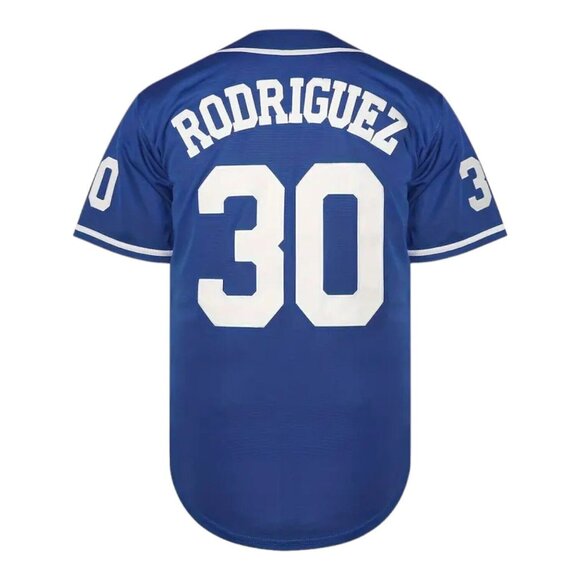 Sandlot Baseball Jersey Benny The Jet Rodriguez #30 Dodger Blue Stitched - Picture 3 of 7